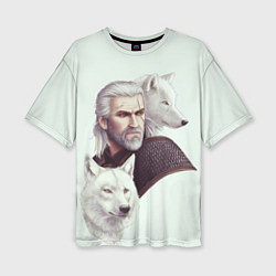 Женская футболка оверсайз Ведьмак и белые волки