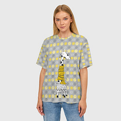Футболка оверсайз женская Милая жирафа в шарфе, цвет: 3D-принт — фото 2
