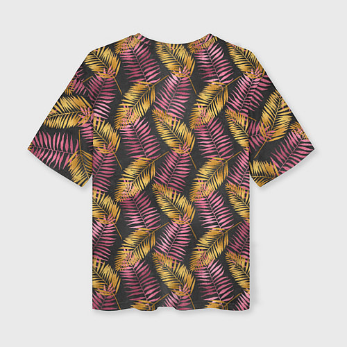 Женская футболка оверсайз Тропические листья pink / 3D-принт – фото 2