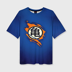 Женская футболка оверсайз Рваный логотип Гоку Dragon Ball
