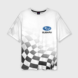 Женская футболка оверсайз Subaru, Субару Спорт, Финишный флаг