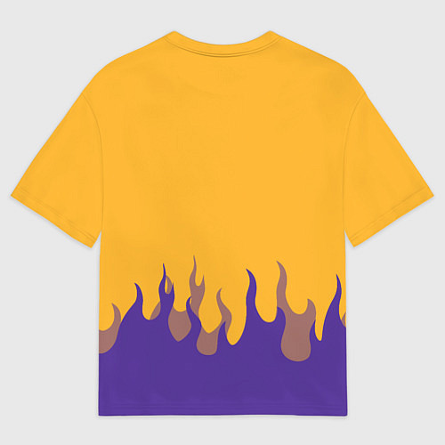Женская футболка оверсайз LA LAKERS NBA FIRE ЛЕЙКЕРС ОГОНЬ / 3D-принт – фото 2