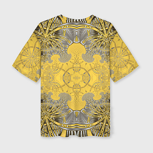 Женская футболка оверсайз Коллекция Фрактальная мозаика Желтый на черном 573 / 3D-принт – фото 2