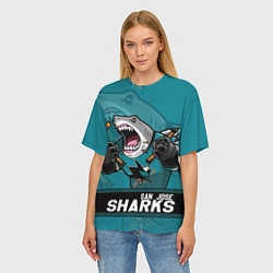 Футболка оверсайз женская San Jose Sharks, Сан Хосе Шаркс, цвет: 3D-принт — фото 2