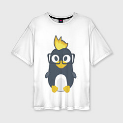 Женская футболка оверсайз Linux пингвин Талисман для программистов