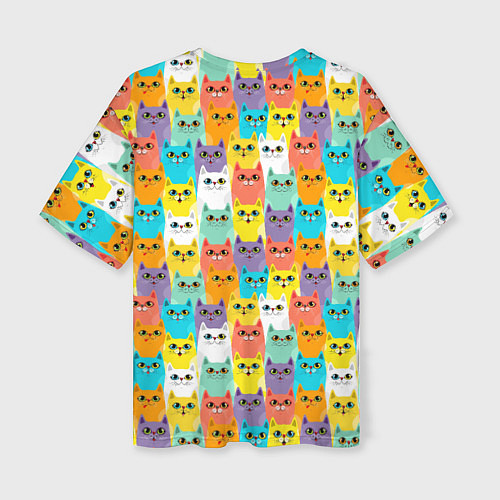Женская футболка оверсайз Разноцветные Мультяшные Котики / 3D-принт – фото 2