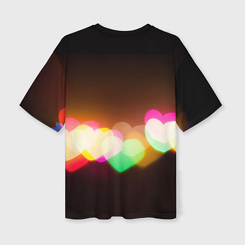 Женская футболка оверсайз Горящие сердца всех цветов радуги / 3D-принт – фото 2