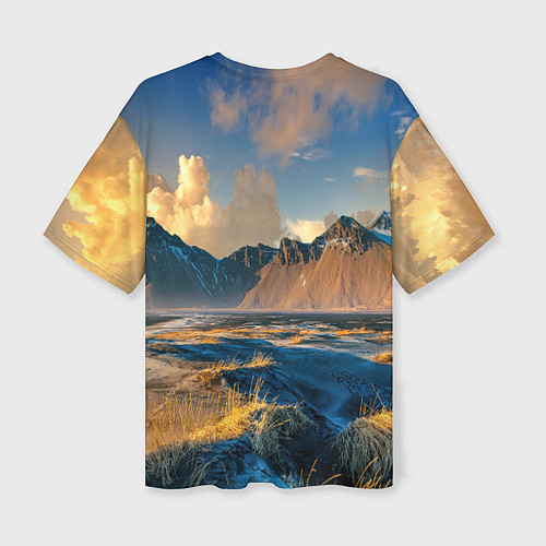 Женская футболка оверсайз Красивый горный пейзаж / 3D-принт – фото 2
