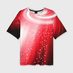 Женская футболка оверсайз Красная космическая спираль