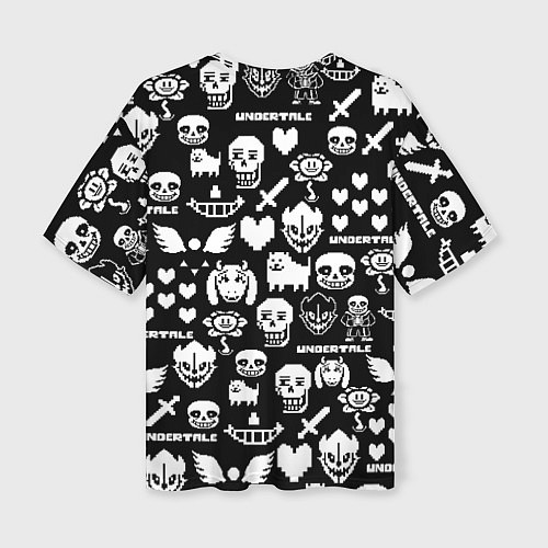 Женская футболка оверсайз UNDERTALE PATTERN БЕЛЫЙ / 3D-принт – фото 2