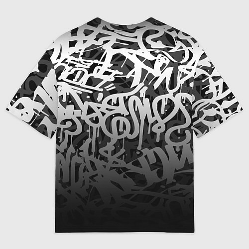 Женская футболка оверсайз GRAFFITI WHITE TAGS ГРАФФИТИ / 3D-принт – фото 2