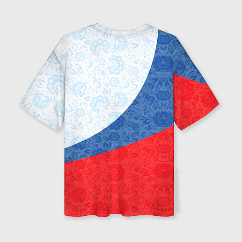 Женская футболка оверсайз RUSSIA SPORT STYLE РОССИЯ СПОРТИВНЫЙ СТИЛЬ / 3D-принт – фото 2