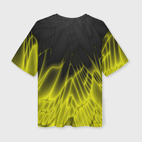 Женская футболка оверсайз Коллекция Rays Лучи Желтый и черный Абстракция 662 / 3D-принт – фото 2
