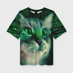 Женская футболка оверсайз Cat in The Digital World