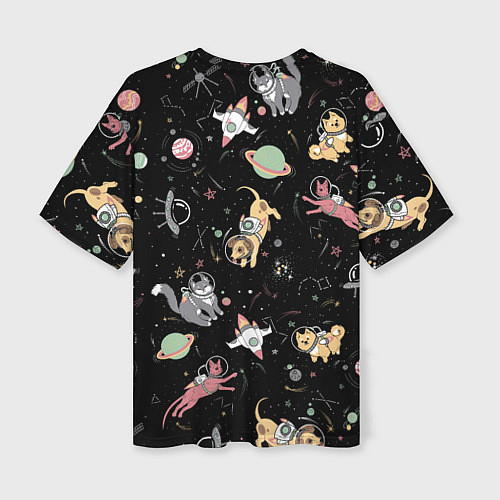 Женская футболка оверсайз Космические коты / 3D-принт – фото 2