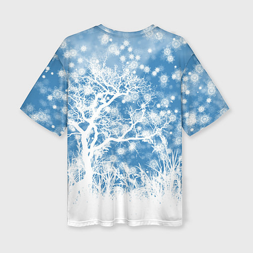 Женская футболка оверсайз Коллекция Зимняя сказка Зимний пейзаж W-1 / 3D-принт – фото 2