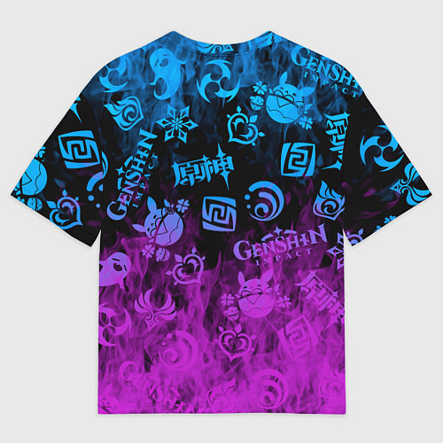 Женская футболка оверсайз Genshin Impact - Огонь / 3D-принт – фото 2