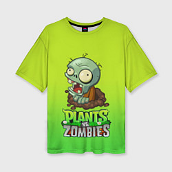 Женская футболка оверсайз Plants vs Zombies зомби