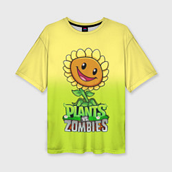 Женская футболка оверсайз Plants vs Zombies - Подсолнух