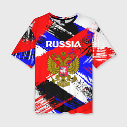 Женская футболка оверсайз Russia Геометрия патриотизм