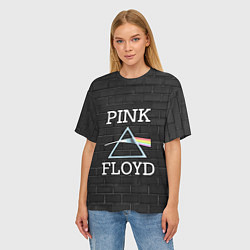 Футболка оверсайз женская PINK FLOYD LOGO - ПИНК ФЛОЙД ЛОГОТИП, цвет: 3D-принт — фото 2