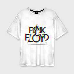 Женская футболка оверсайз PINK FLOYD LOGO ПИНК ФЛОЙД ГЛИТЧ