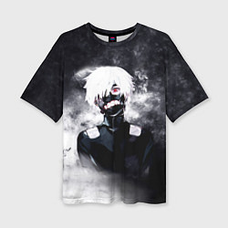 Женская футболка оверсайз Токийский Гуль в Дыму Tokyo Ghoul Smoke