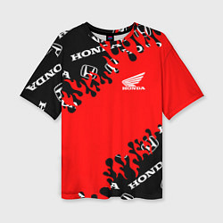 Женская футболка оверсайз Honda нарисованный огонь