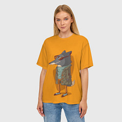Футболка оверсайз женская Хитрый лис в плаще, цвет: 3D-принт — фото 2