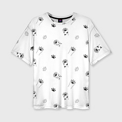 Женская футболка оверсайз Паттерн - кошачьи лапки 3D