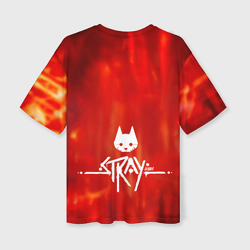 Женская футболка оверсайз The Stray Кот-бродяга в огненных тонах / 3D-принт – фото 2