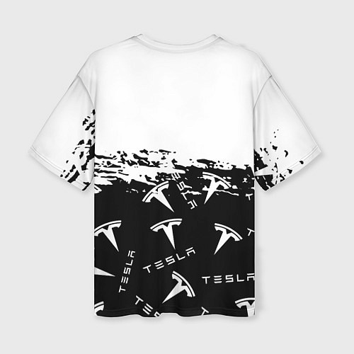 Женская футболка оверсайз Tesla - Black & White / 3D-принт – фото 2