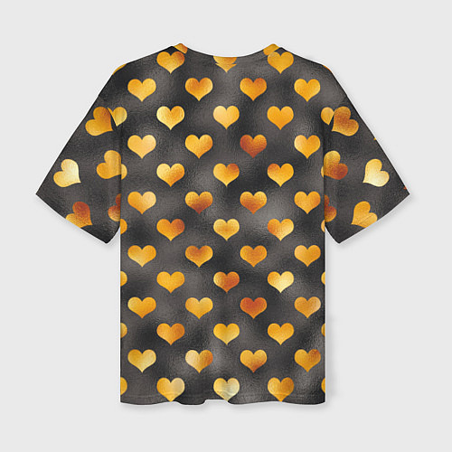 Женская футболка оверсайз Сердечки Gold and Black / 3D-принт – фото 2
