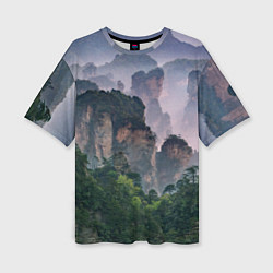 Женская футболка оверсайз Горы лес каньон
