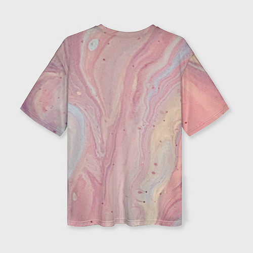 Женская футболка оверсайз Мраморный дизайн с розовыми, синими и желтыми цвет / 3D-принт – фото 2