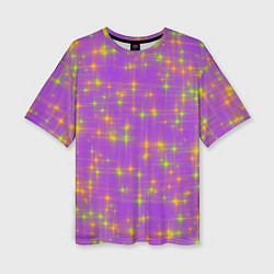 Женская футболка оверсайз Космос, лиловое звёздное небо