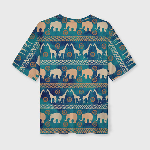 Женская футболка оверсайз Жирафы и слоны / 3D-принт – фото 2