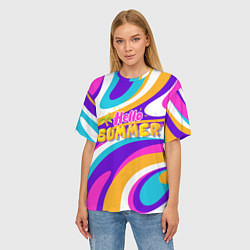 Футболка оверсайз женская Привет Лето 3d Hello Summer, цвет: 3D-принт — фото 2