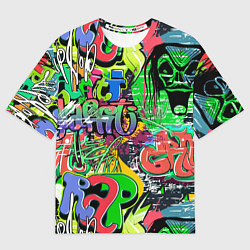 Футболка оверсайз женская Граффити с черепами, цвет: 3D-принт