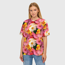 Футболка оверсайз женская Дачные садовые цветы, цвет: 3D-принт — фото 2