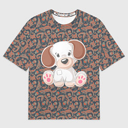 Футболка оверсайз женская Маленькая белая собачка, цвет: 3D-принт