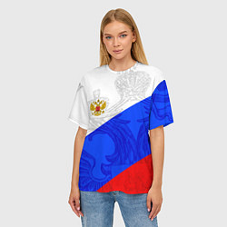 Футболка оверсайз женская Российский герб: триколор, цвет: 3D-принт — фото 2