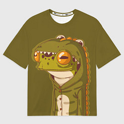 Футболка оверсайз женская Лягуха в костюме динозавра, цвет: 3D-принт