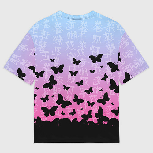 Женская футболка оверсайз ASTRO БАБОЧКИ / 3D-принт – фото 2