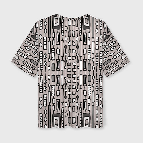 Женская футболка оверсайз Полосатый геометрический узор Круги, квадраты, лин / 3D-принт – фото 2