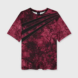 Женская футболка оверсайз Мраморный бордовый текстурированный узор