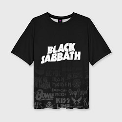 Женская футболка оверсайз Black Sabbath логотипы рок групп