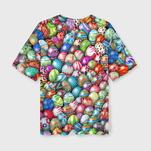 Женская футболка оверсайз Пасхальные крашеные яйца / 3D-принт – фото 2