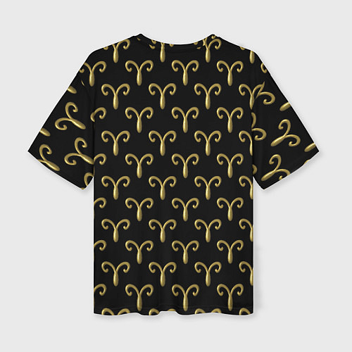 Женская футболка оверсайз Золотой овен на черном фоне Паттерн / 3D-принт – фото 2