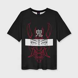 Женская футболка оверсайз Японский демон Oni